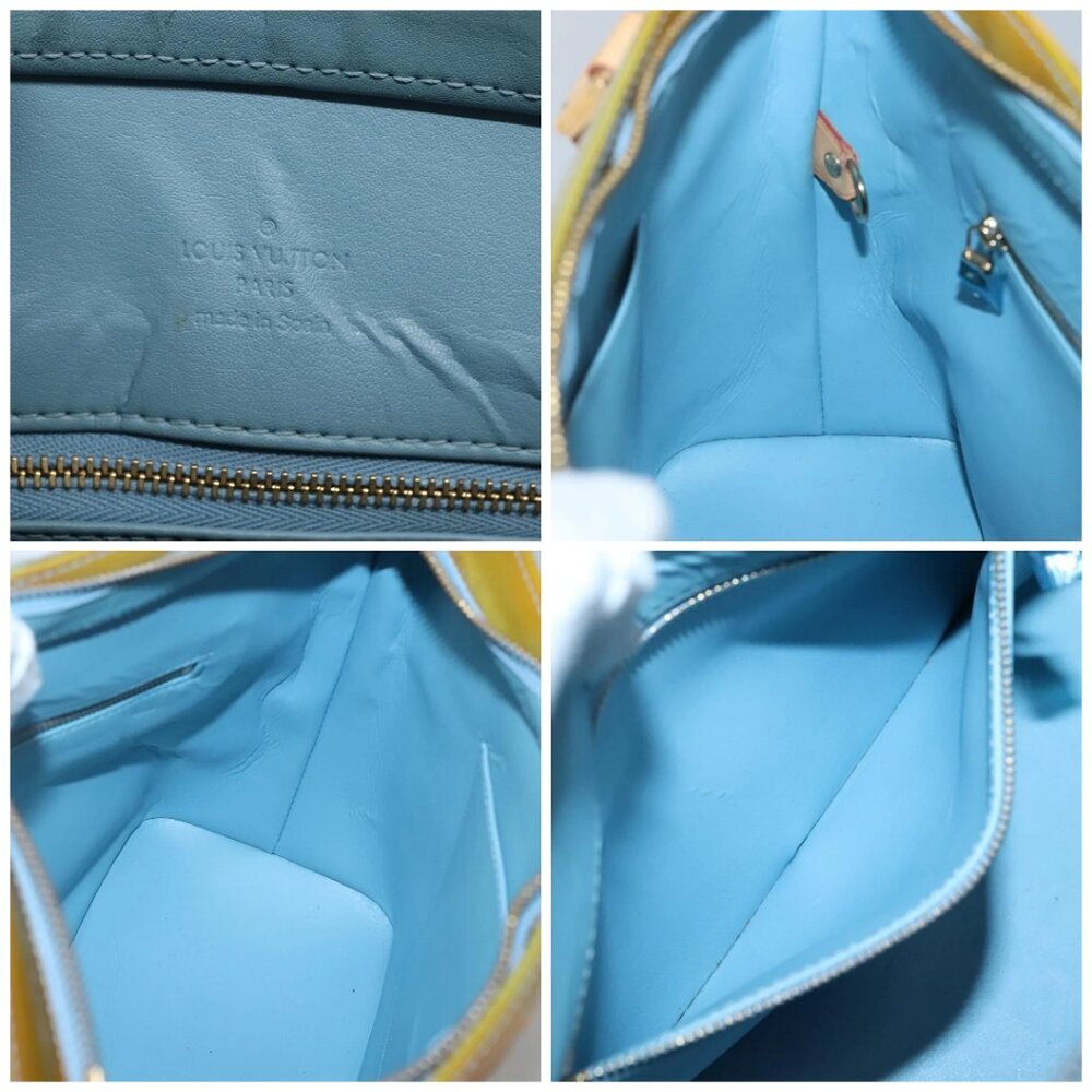 LOUIS VUITTON Monogram Vernis Houston Hand Bag Baby Blue M91005 LV Auth 130139 - Picture 15 of 16